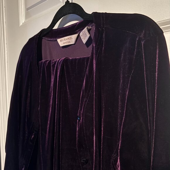 Vintage Bechamel 2-Piece Dark Purple Velvet Skirt Set - Size Women's PL - Picture 1 of 6